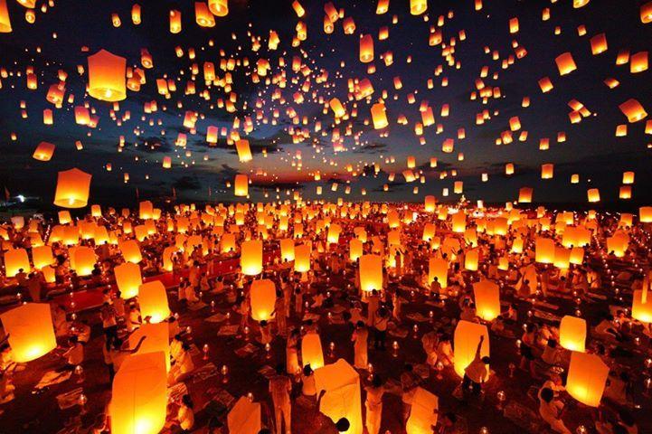 Hundreds of Sky Lanterns in the Sky during Pingxi Lantern Festival